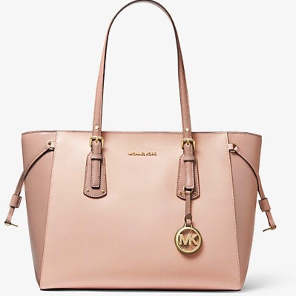 Voyager Medium Two-Tone Crossgrain Leather Tote Bag 30H9GV6T2L  Michael Kors
